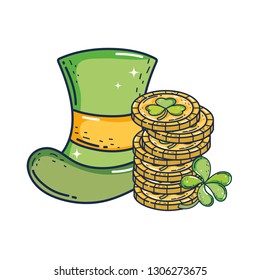 cute leprechaun hat with clovers coins