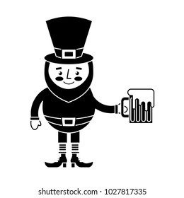cute leprechaun holding cold beer drink