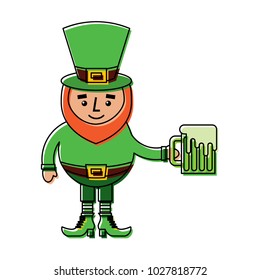cute leprechaun holding cold beer drink
