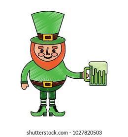 cute leprechaun holding cold beer drink