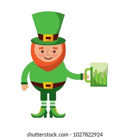 cute leprechaun holding cold beer drink