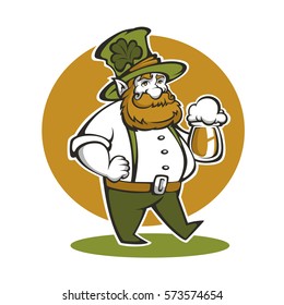 cute leprechaun illustration with craft draft beer for your Saint Patrick's day