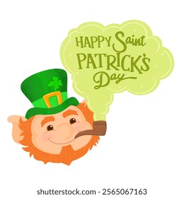 Cute leprechaun lucky elf dwarf bearded small man. St. Patrick's day icon, Irish mythology fantasy gnome character