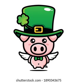 
cute Leprechaun Pig Cartoon Character
