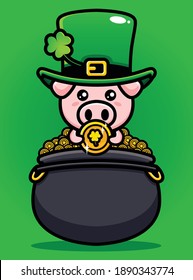 cute Leprechaun Pig Cartoon Character