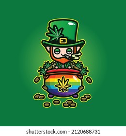 Cute Leprechaun Smoking Weed With Gold