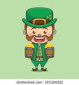 cute leprechaun with two beers