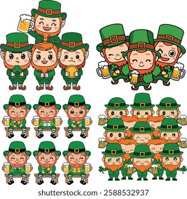 Cute Leprechauns Drinking Beer St. Patrick's Day Celebration