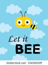 cute let it bee greeting card vector