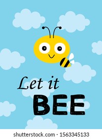 cute let it bee greeting card vector
