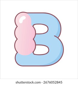 Cute letter B with colored outline in white background vector logo design