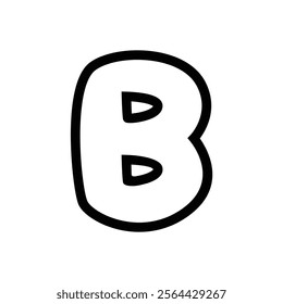 Cute letter B vector illustration, hand drawn doodle sketch outline style, cartoon alphabet B typographic design, clipart letter b, letter B clip art