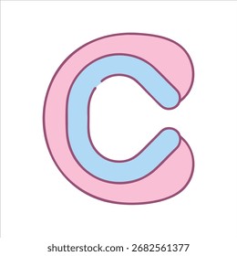 Letra bonita C com contorno colorido em fundo branco vetor logotipo design