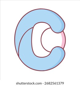 Cute letter C with colored outline in white background vector logo design