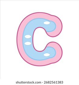 Letra C linda con el contorno coloreado en diseño blanco del logotipo del Vector del fondo