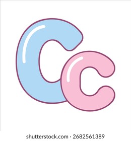 Letra C linda con el contorno coloreado en diseño blanco del logotipo del Vector del fondo