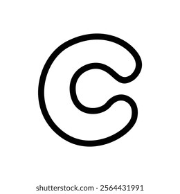 Cute letter C outline vector illustration, hand drawn doodle sketch style, cartoon alphabet C typographic design, letter C clip art