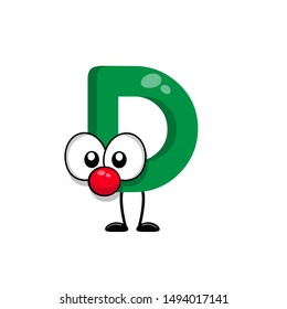 cute letter D with eye in comic style.illustration for kids. cartoon style