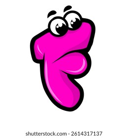 Cute letter f alphabet icon pink color