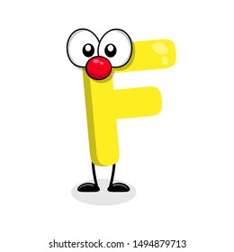 cute letter F with eye in comic style.illustration for kids. cartoon style