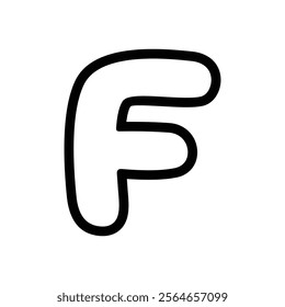 Cute letter F vector illustration, hand drawn doodle sketch outline, cartoon english alphabet F typographic design, capital letter F clip art