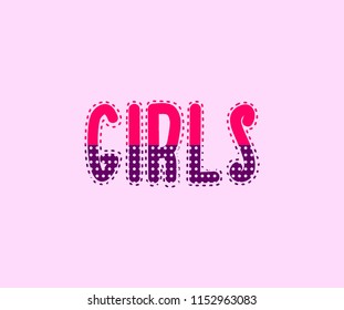 Cute Letter Girls Dots Stripe Vector Type