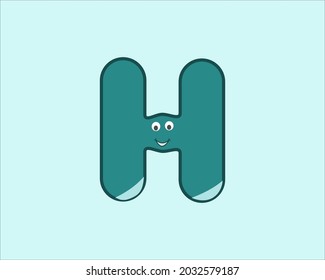 cute letter H with smiling face