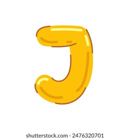 Cute letter J vector illustration, cartoon kids font image, colorful childish bubble letter, glossy canddy or jelly style alphabet