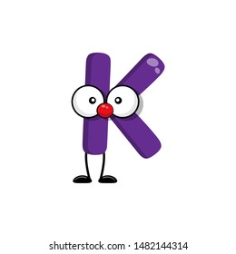 cute letter K with eye in comic style.illustration for kids. cartoon style