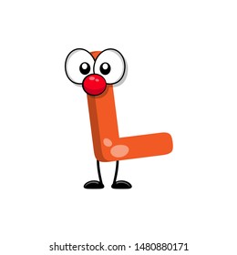 cute letter L with eye in comic style.illustration for kids