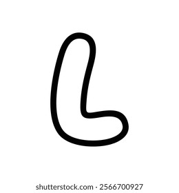 Cute letter L outline vector illustration, hand drawn doodle sketch outline, cartoon alphabet L typographic design, clipart letter L, letter L clip art
