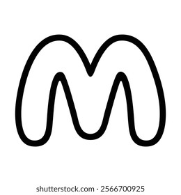 Cute letter M vector illustration, hand drawn doodle sketch outline, cartoon english alphabet m typographic design, capital letter M clip art