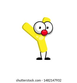 cute letter Y with eye in comic style.illustration for kids. cartoon style