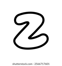 Cute letter Z outline vector illustration, hand drawn doodle sketch outline, cartoon alphabet Z typographic design, clipart letter Z, letter Z clip art