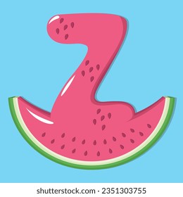 Cute Letter Z Over Pink Watermelon Slice Font
