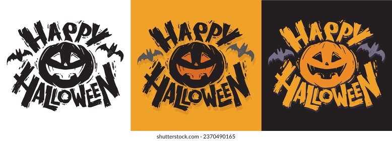 Cute lettering about Happy halloween. Halloween party - Trick or Treat. Halloween invitation. Lettering art for poster, web, banner, t-shirt design.