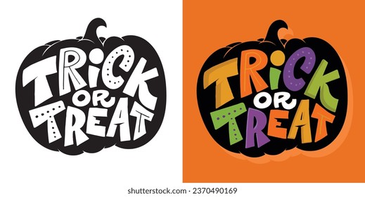 Cute lettering about Happy halloween. Halloween party - Trick or Treat. Halloween invitation. Lettering art for poster, web, banner, t-shirt design.