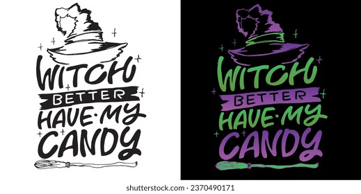 Cute lettering about Happy halloween. Halloween party - Trick or Treat. Halloween invitation. Lettering art for poster, web, banner, t-shirt design.