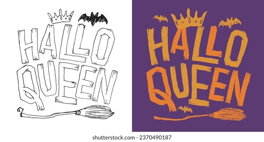 Cute lettering about Happy halloween. Halloween party - Trick or Treat. Halloween invitation. Lettering art for poster, web, banner, t-shirt design.