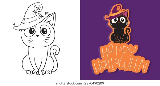 Cute lettering about Happy halloween. Halloween party - Trick or Treat. Halloween invitation. Lettering art for poster, web, banner, t-shirt design.