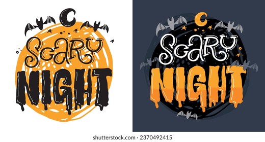 Cute lettering about Happy halloween. Halloween party - Trick or Treat. Halloween invitation. Lettering art for poster, web, banner, t-shirt design.