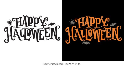 Cute lettering about Happy halloween. Halloween party - Trick or Treat. Halloween invitation. Lettering art for poster, web, banner, t-shirt design.
