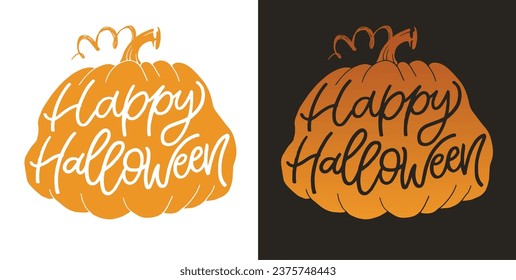 Cute lettering about Happy halloween. Halloween party - Trick or Treat. Halloween invitation. Lettering art for poster, web, banner, t-shirt design.
