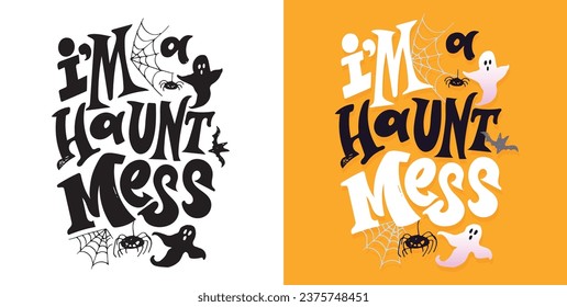 Cute lettering about Happy halloween. Halloween party - Trick or Treat. Halloween invitation. Lettering art for poster, web, banner, t-shirt design.
