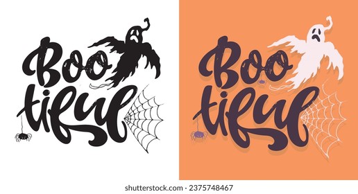 Cute lettering about Happy halloween. Halloween party - Trick or Treat. Halloween invitation. Lettering art for poster, web, banner, t-shirt design.
