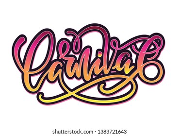 Cute lettering hand drawn doodle label art - Carnival