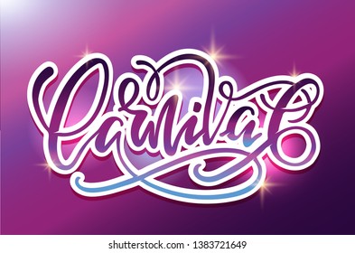 Cute lettering hand drawn doodle label art - Carnival
