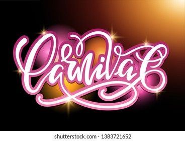 Cute lettering hand drawn doodle label art - Carnival