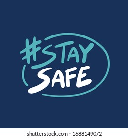 Cute Lettering handwriting logo design for self protection times and home awareness social media campaign and coronavirus prevention - Vector illustration.