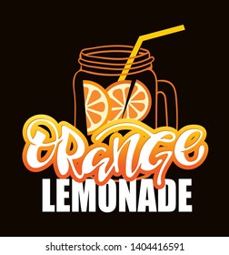 Cute lettering label art poster banner - Lemonade with lemon and orange